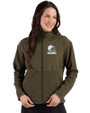 Cleveland Browns Monochromatic Cutter & Buck Hunts Point Recycled Fleece Womens Hybrid Full Zip Jacket Poplar Front