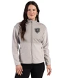 Chicago Bears Mono Cutter & Buck Hunts Point Recycled Fleece Womens Hybrid Full Zip Jacket Polished Medium Gray Front