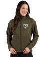 Chicago Bears Mono Cutter & Buck Hunts Point Recycled Fleece Womens Hybrid Full Zip Jacket Poplar Front