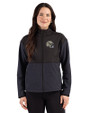 New Orleans Saints NFL Helmet Cutter & Buck Hunts Point Recycled Fleece Womens Hybrid Full Zip Jacket Black Front