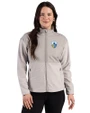 Los Angeles Chargers Historic Cutter & Buck Hunts Point Recycled Fleece Womens Hybrid Full Zip Jacket Polished Medium Gray Front