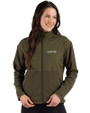 New Orleans Saints Mono Cutter & Buck Hunts Point Recycled Fleece Womens Hybrid Full Zip Jacket Poplar Front