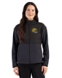 Green Bay Packers NFL Helmet Cutter & Buck Hunts Point Recycled Fleece Womens Hybrid Full Zip Jacket Black Front
