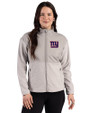 New York Giants Cutter & Buck Hunts Point Recycled Fleece Womens Hybrid Full Zip Jacket Polished Medium Gray Front