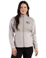 Denver Broncos Cutter & Buck Hunts Point Recycled Fleece Womens Hybrid Full Zip Jacket Polished Medium Gray Front