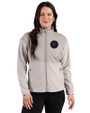 NY Mets City Connect Cutter & Buck Hunts Point Recycled Fleece Womens Hybrid Full Zip Jacket Polished Medium Gray Front