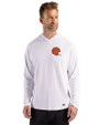 Cincinnati Bengals Historic Cutter & Buck Prospect Recycled Featherlight Stretch Mens Hooded Pullover White Front