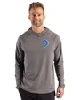 Los Angeles Rams Historic Cutter & Buck Prospect Recycled Featherlight Stretch Mens Hooded Pullover Elemental Grey Front