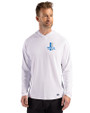 Detroit Lions Historic Cutter & Buck Prospect Recycled Featherlight Stretch Mens Hooded Pullover White Front