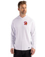 Tampa Bay Buccaneers Historic Cutter & Buck Prospect Recycled Featherlight Stretch Mens Hooded Pullover White Front