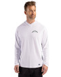 Los Angeles Chargers Mono Cutter & Buck Prospect Recycled Featherlight Stretch Mens Hooded Pullover White Front