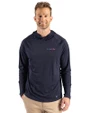 San Francisco 49ers Americana Cutter & Buck Prospect Recycled Featherlight Stretch Mens Hooded Pullover Navy Blue Front