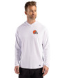 Cleveland Browns Cutter & Buck Prospect Recycled Featherlight Stretch Mens Hooded Pullover White Front