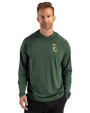 Green Bay Packers Historic Cutter & Buck Prospect Recycled Featherlight Stretch Mens Hooded Pullover Hunter Green Front