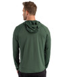 Green Bay Packers Historic Cutter & Buck Prospect Recycled Featherlight Stretch Mens Hooded Pullover Hunter Green Back