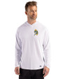 Green Bay Packers Historic Cutter & Buck Prospect Recycled Featherlight Stretch Mens Hooded Pullover White Front