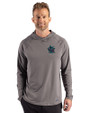 Miami Marlins City Connect- Cutter & Buck Prospect Recycled Featherlight Stretch Mens Hooded Pullover Elemental Grey Front