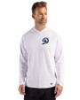 Los Angeles Dodgers City Connect- Cutter & Buck Prospect Recycled Featherlight Stretch Mens Hooded Pullover White Front
