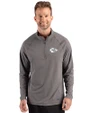 Kansas City Chiefs Mono Cutter & Buck Prospect Recycled Featherlight Stretch Mens Big & Tall Quarter Zip Elemental Grey Front