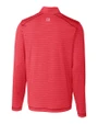 Arkansas Razorbacks Cutter & Buck Holman Stripe Mens Big and Tall Half Zip Cardinal Red Heather Mannequin Back