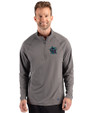 Miami Marlins City Connect- Cutter & Buck Prospect Recycled Featherlight Stretch Mens Big & Tall Quarter Zip Elemental Grey Front
