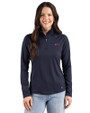 Pittsburgh Steelers Americana Cutter & Buck Prospect Recycled Featherlight Stretch Womens Quarter Zip Navy Blue Front
