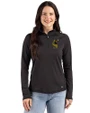 Pittsburgh Steelers Historic Cutter & Buck Prospect Recycled Featherlight Stretch Womens Quarter Zip Black Front