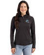 Detroit Lions NFL Helmet Cutter & Buck Prospect Recycled Featherlight Stretch Womens Quarter Zip Black Front