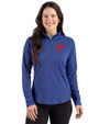 Buffalo Bills Historic Cutter & Buck Prospect Recycled Featherlight Stretch Womens Quarter Zip Tour Blue Front