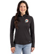Miami Dolphins Historic Cutter & Buck Prospect Recycled Featherlight Stretch Womens Quarter Zip Black Front