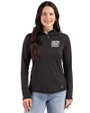 New York Giants Historic Cutter & Buck Prospect Recycled Featherlight Stretch Womens Quarter Zip Black Front