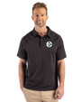 Pittsburgh Steelers Mono Cutter & Buck Prospect Recycled Featherlight Stretch Mens Sport Polo Black Front
