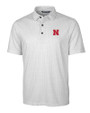 Nebraska Cornhuskers Cutter & Buck Pike Double Dot Print Stretch Mens Polo Charcoal Mannequin