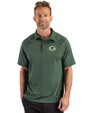 Green Bay Packers Cutter & Buck Prospect Recycled Featherlight Stretch Mens Sport Polo Hunter Green Front