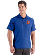 Denver Broncos Historic Cutter & Buck Prospect Recycled Featherlight Stretch Mens Sport Polo Tour Blue Front