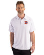 Denver Broncos Historic Cutter & Buck Prospect Recycled Featherlight Stretch Mens Sport Polo White Front