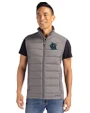 Miami Marlins City Connect- Cutter & Buck Evoke Epic Versatility Recycled Hybrid Softshell Mens Full Zip Vest Elemental Grey Front