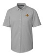 Iowa State Cyclones Cutter & Buck Advantage Tri-Blend Pique Short Sleeve Knitted Mens Button Down Polished Medium Gray Mannequin