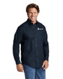 Fairleigh Dickinson Knights Cutter & Buck Epic Easy Care Fine Twill Mens Big and Tall Dress Shirt Navy Blue Front
