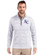 Kansas City Royals Cutter & Buck Traverse Recycled Stretch Camo Print Mens Quarter Zip Charcoal Front