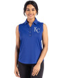 Kansas City Royals Cutter & Buck Forge Recycled Four-Way Stretch Womens Sleeveless Polo Tour Blue Front