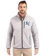 Kansas City Royals Cutter & Buck Rainier Recycled Insulated Puffer Mens Big & Tall Full Zip Jacket Polished Medium Gray Front