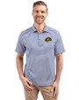 Los Angeles Rams Rivalries Cutter & Buck Virtue Recycled Stripe Featherlight Pique Mens Polo Tour Blue Front