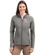 Kansas City Royals Cutter & Buck Adapt Recycled Soft Knit Stretch Womens Hybrid Full Zip Jacket Elemental Grey Front