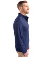 Kansas City Royals Cutter & Buck Virtue Recycled Micro Stripe Featherlight Pique Mens Quarter Zip Pullover Tour Blue/Black Side
