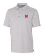 Nebraska Cornhuskers Cutter & Buck Forge Heathered Stretch Mens Polo Polished Heather Mannequin