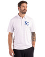 Kansas City Royals Cutter & Buck Forge Recycled Fine Line Stripe Four-Way Stretch Mens Polo White/Polished Front
