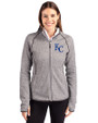 Kansas City Royals Cutter & Buck Mainsail Sweater-Knit Womens Full Zip Hooded Jacket Polished Heather Front
