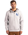 Kansas City Royals Cutter & Buck Roam Recycled Buttery-Soft Knit Mens Half Zip Hooded Pullover Solitare Front