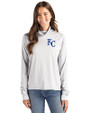 Kansas City Royals Cutter & Buck Coastline Recycled Double Peached Womens Funnel Neck Pullover CONCRETE Front